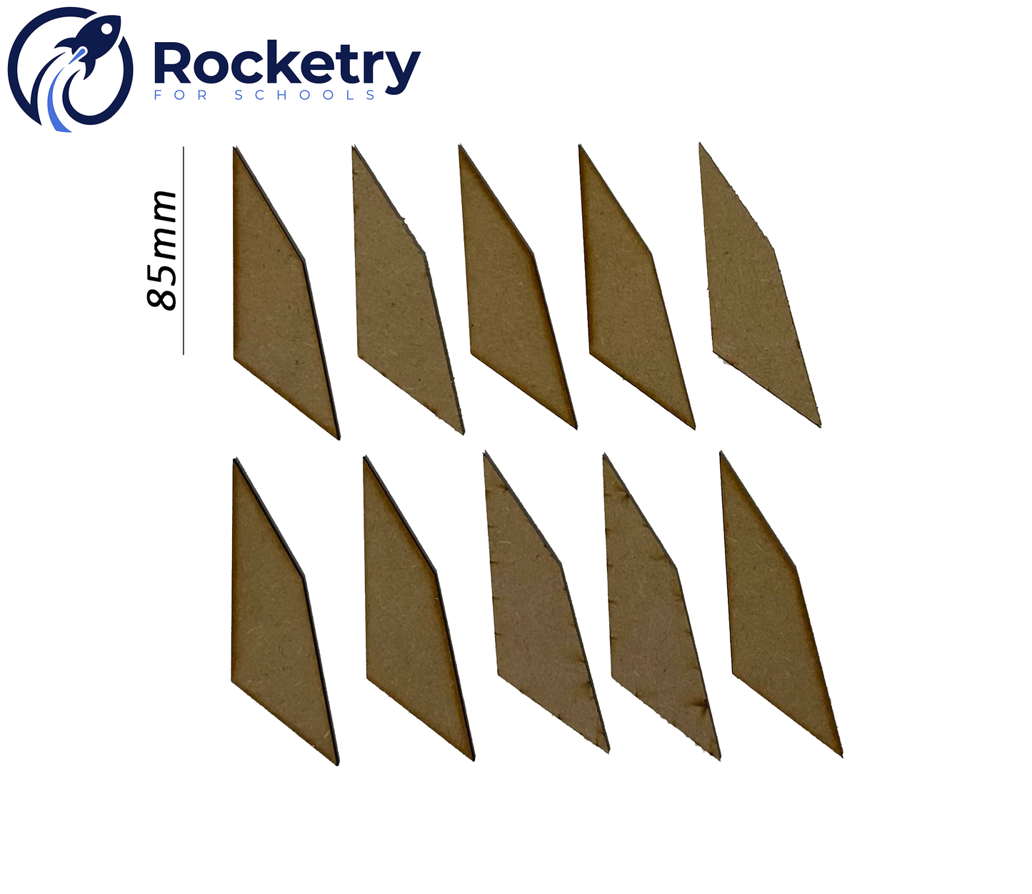 Model Rocket Fins 85mm long 3mm