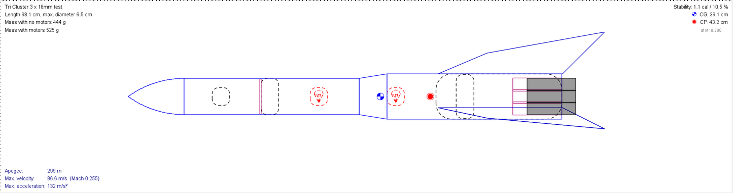Tri-Cluster Model Rocket Build Kit | 3 x 18mm Rocket Motors